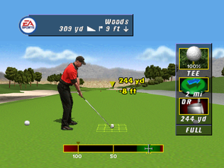Tiger Woods PGA Tour Golf (PlayStation) screenshot: Playing with Tiger Woods.