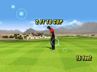Tiger Woods PGA Tour Golf (PlayStation) screenshot: Annoyed Tiger