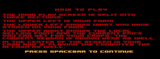 Cocogrow (TRS-80 CoCo) screenshot: Instructions