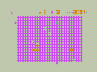 Gridrunner (TRS-80 CoCo) screenshot: Lots of Blocks