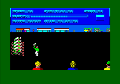 Milk Race (Amstrad CPC) screenshot: At the starting line.