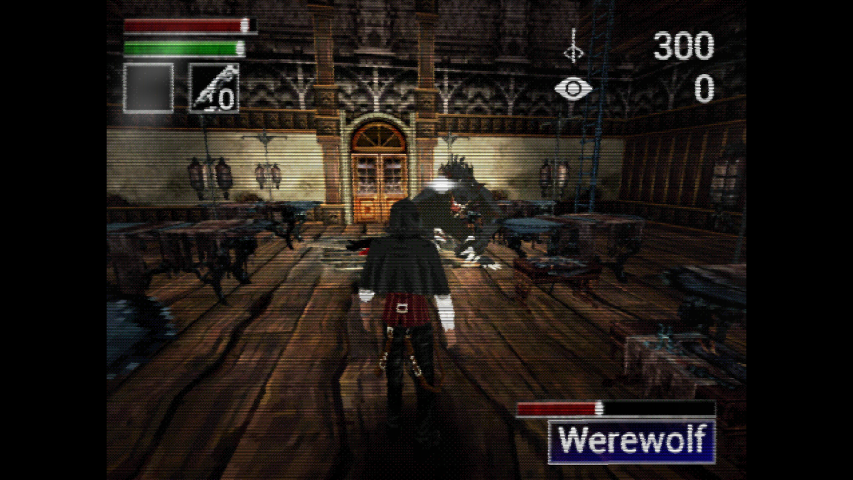 Bloodborne PSX (Windows) screenshot: Facing your first enemy, a werewolf.