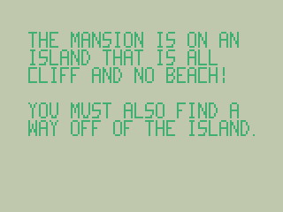 Mystic Mansion (TRS-80 CoCo) screenshot: An Evil Cliff!