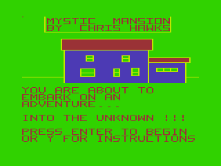 Mystic Mansion (TRS-80 CoCo) screenshot: Title Screen