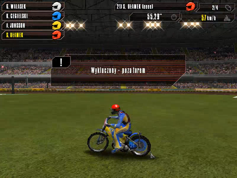 FIM Speedway Grand Prix (Windows) screenshot: Cutting track - DSQ
