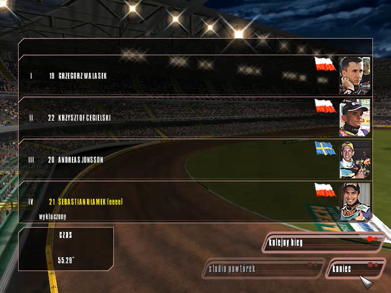 FIM Speedway Grand Prix (Windows) screenshot: Race results