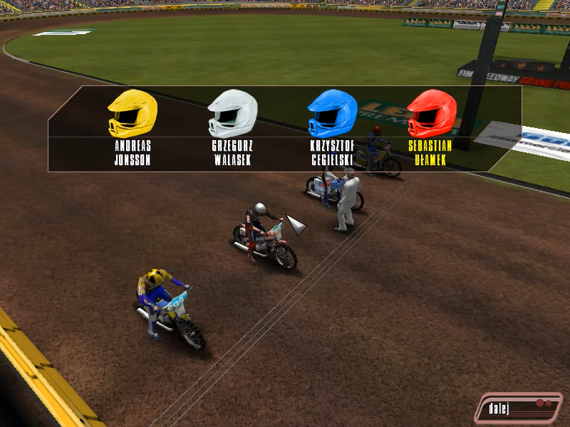 FIM Speedway Grand Prix (Windows) screenshot: 4 competitors on the track
