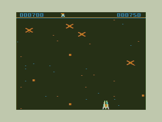 Aerial Attack (TRS-80 CoCo) screenshot: Yellow Enemies