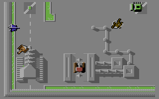 Rebel (Commodore 64) screenshot: Level 00 Outside H.A.D.E.S. HQ