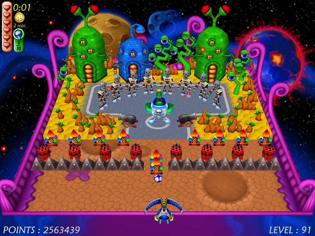 Magic Ball 4 (Windows) screenshot: Alien emperor and his alien robots are taking a stand.