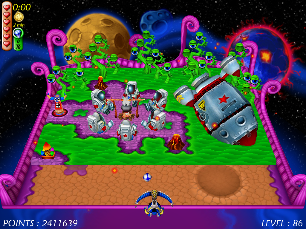 Magic Ball 4 (Windows) screenshot: Astronauts are having a barbecue while they are stranded on alien world.