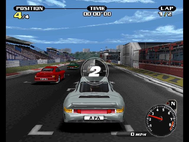 Need for Speed: Porsche Unleashed (PlayStation) screenshot: Two seconds till the race starts.