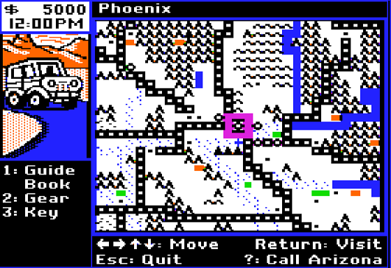 Arizona Mix (Apple II) screenshot: Moving About Arizona