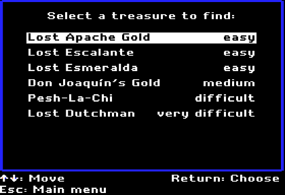 Arizona Mix (Apple II) screenshot: Looking for Treasure