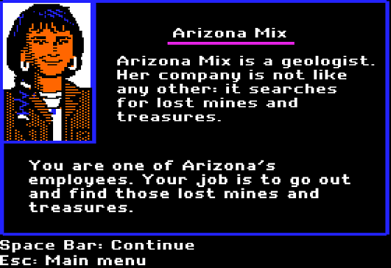 Arizona Mix (Apple II) screenshot: My Job