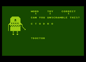 Word-Scramble (Atari 8-bit) screenshot: Doctor