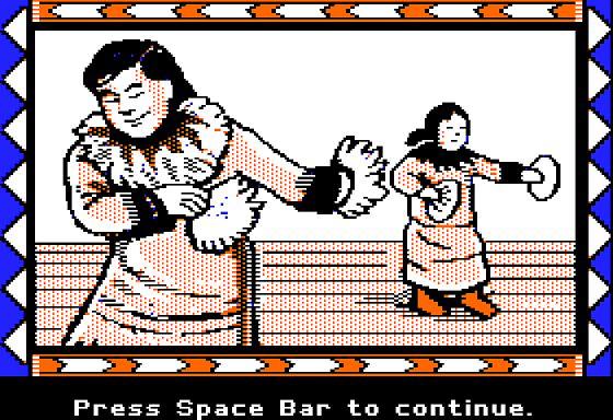 Dog Sled Ambassadors (Apple II) screenshot: Watching the Locals Dance