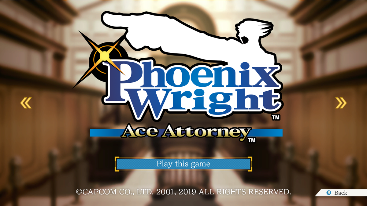 Phoenix Wright: Ace Attorney Trilogy (Windows) screenshot: Phoenix Wright: Ace Attorney (Phoenix Wright 1) - Title screen