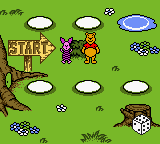 Disney's Winnie the Pooh: Adventures in the 100 Acre Wood (Game Boy Color) screenshot: Playing a mini-game with Piglet.