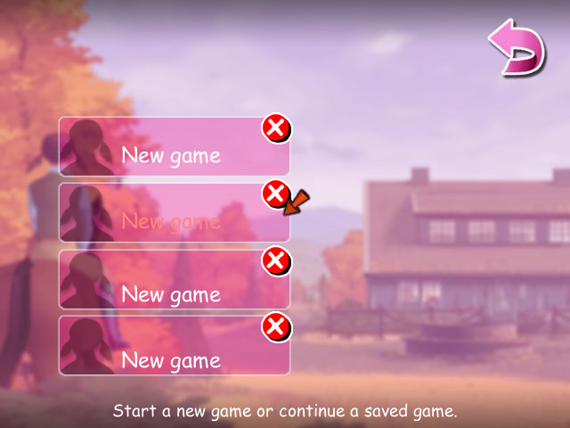 Pony Girl 2 (Windows) screenshot: New game or Load game screen.