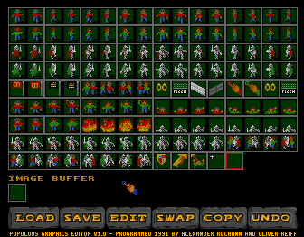 Populous: World Editor (Amiga) screenshot: editor disk graphics - sprites 4 (org-size, pxl-exact)
