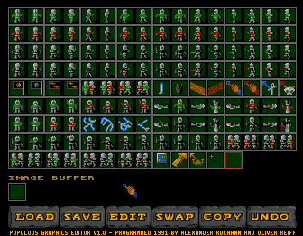 Populous: World Editor (Amiga) screenshot: editor disk graphics - sprites 3 (org-size, pxl-exact)