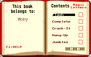 Henrietta's Book of Spells (Amiga) screenshot: Main menu