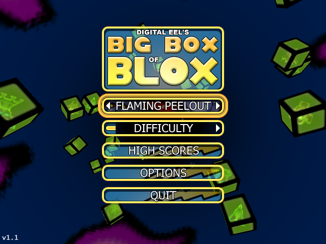 Digital Eel's Big Box of Blox (Windows) screenshot: Main menu