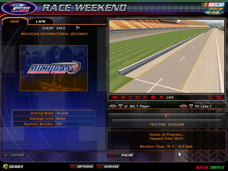 NASCAR Racing 2003 Season (Windows) screenshot: Garage preview