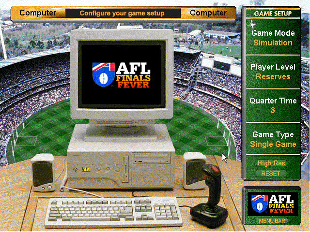 AFL Finals Fever (Windows 3.x) screenshot: Setting up a match