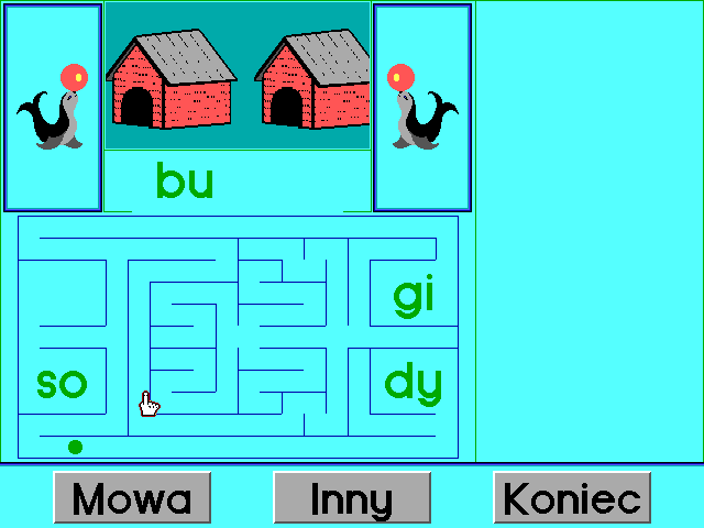 Foka Sylabinka (DOS) screenshot: Maze - first syllabe reached