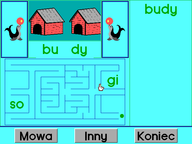 Foka Sylabinka (DOS) screenshot: Maze - second syllabe reached