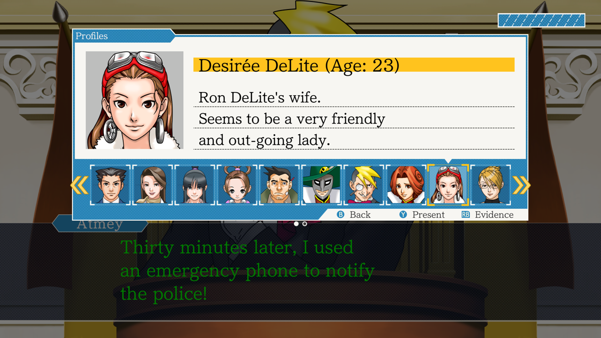 Phoenix Wright: Ace Attorney Trilogy (Windows) screenshot: Phoenix Wright 3. Profiles