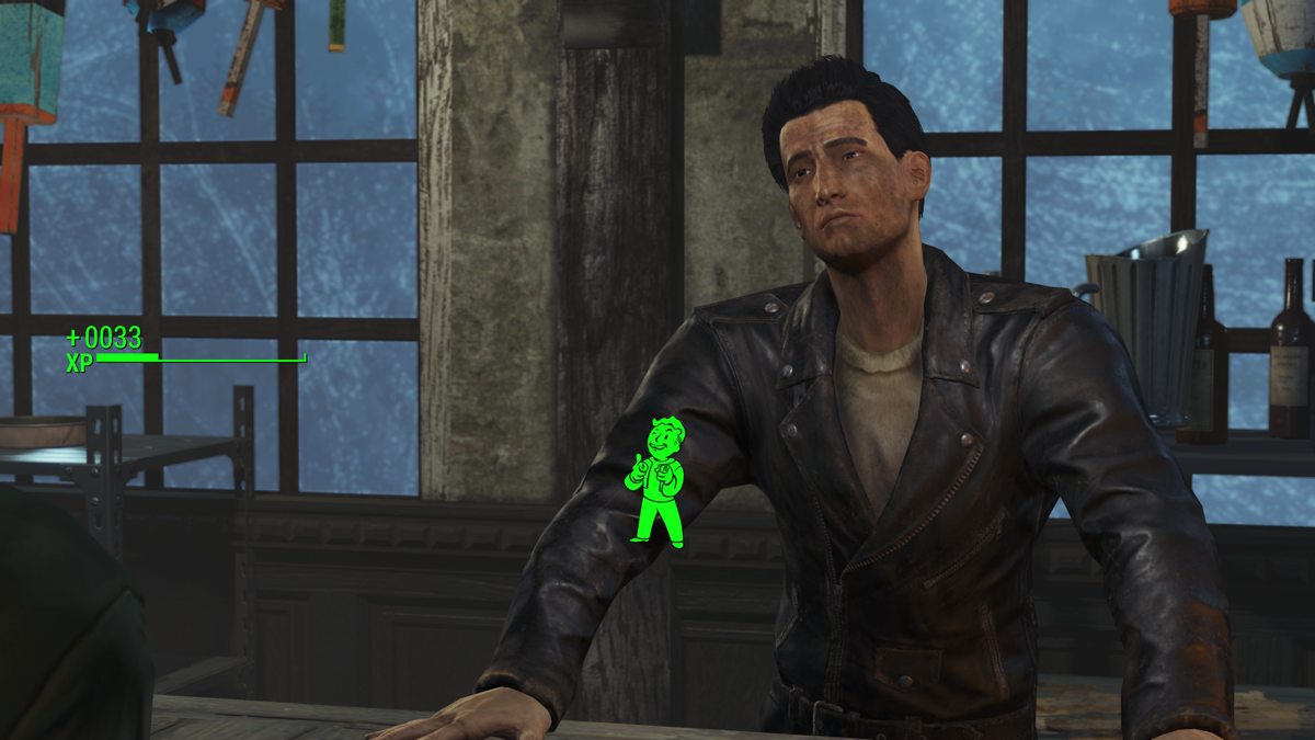 Fallout 4: Far Harbor (Xbox One) screenshot: Mitch is the bartender at the Last Plank in Far Harbor