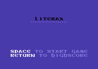 Literax (Commodore 64) screenshot: Main menu