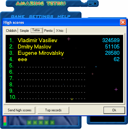 BricksFix (Windows) screenshot: High scores