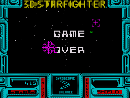 3D Starfighter (ZX Spectrum) screenshot: Game over.