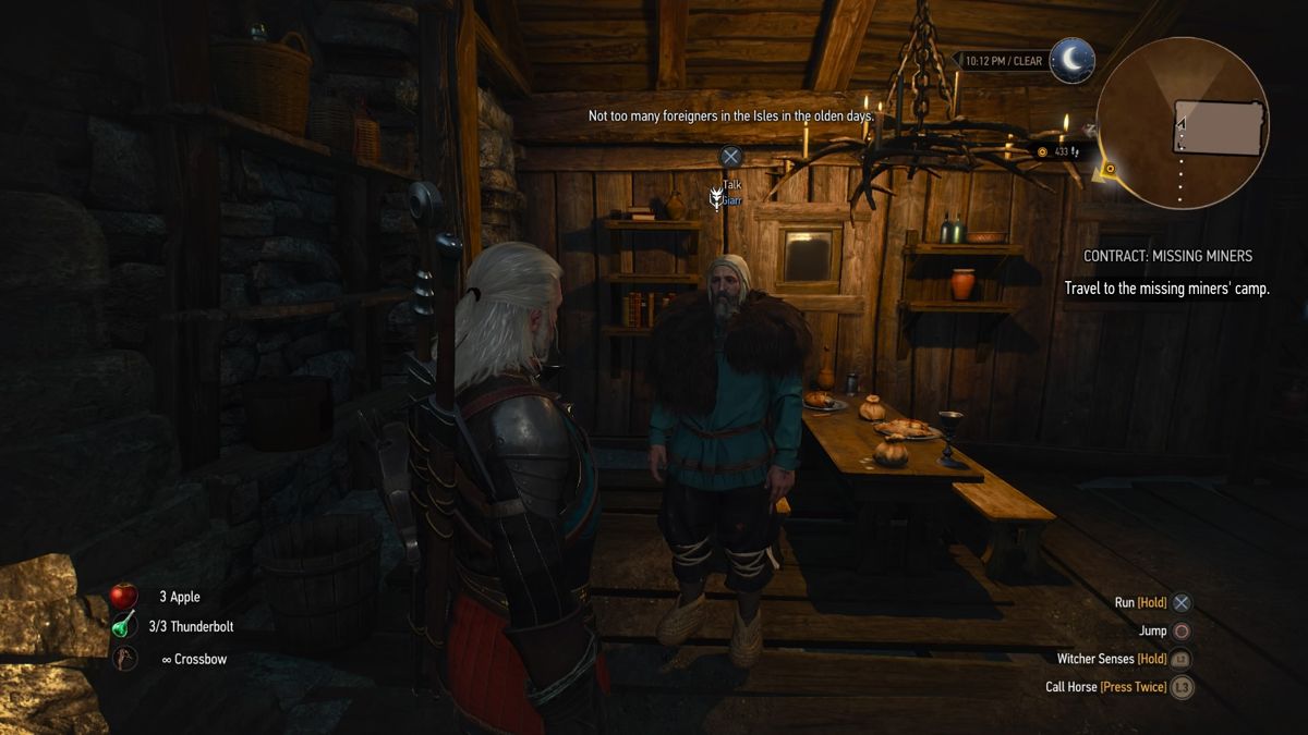 The Witcher 3: Wild Hunt - New Quest: "Contract: Missing Miners" (PlayStation 4) screenshot: At Giarr's hut