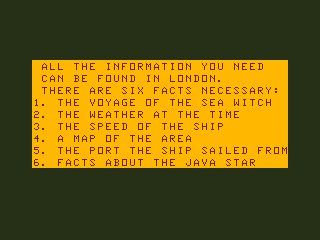 The Mystery of the Java Star (TRS-80 CoCo) screenshot: Information Required