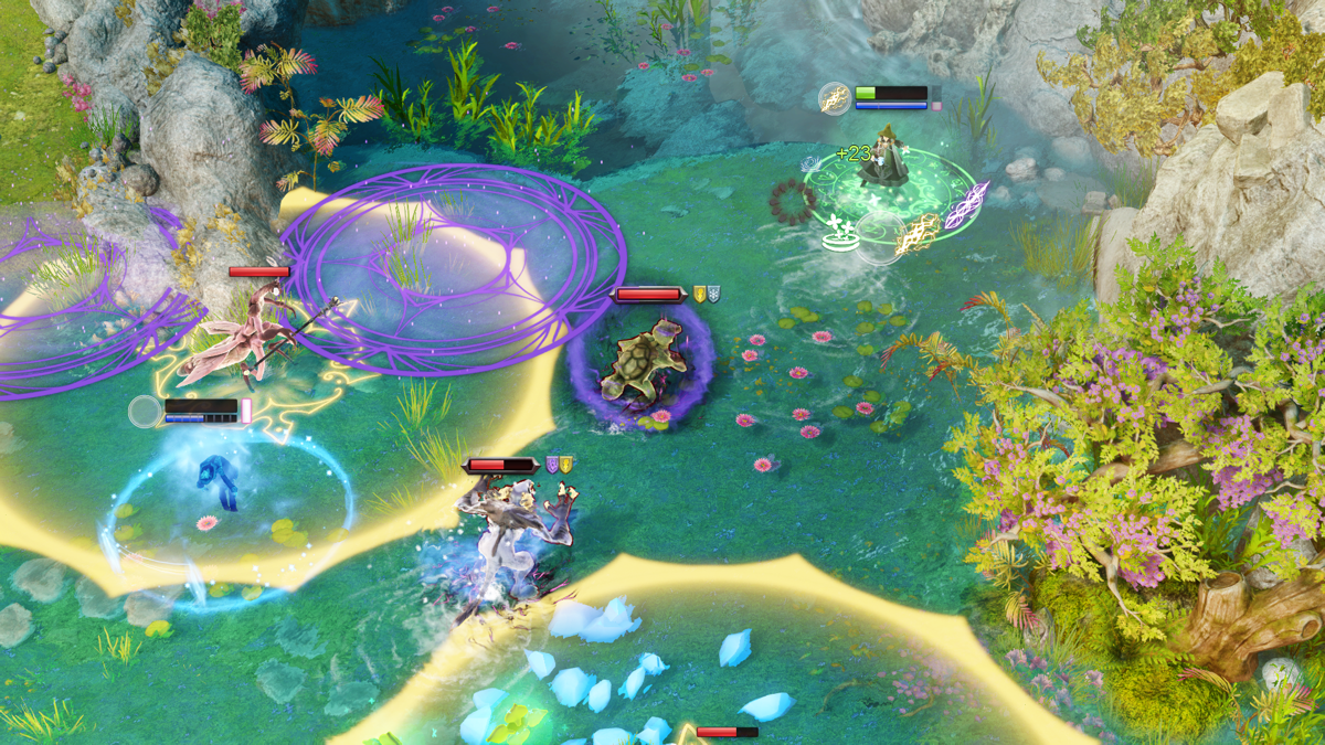 Nine Parchments (Windows) screenshot: Enemies become more fierce in later levels, they can be immune to two or more elements