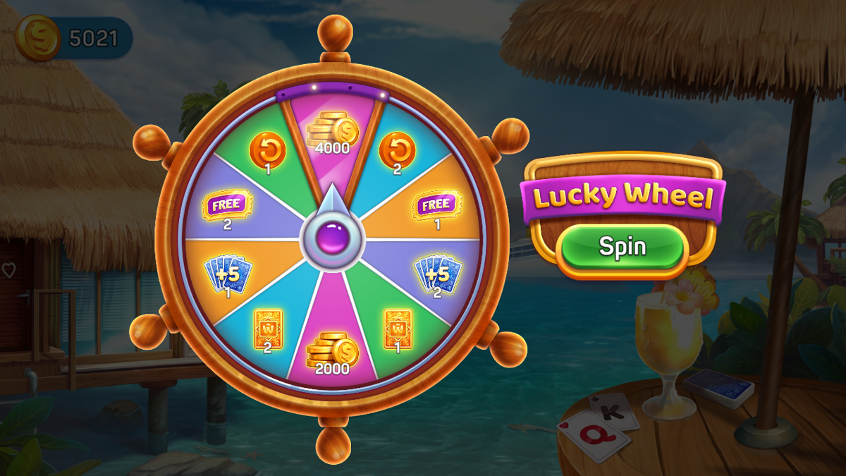 Solitaire Cruise (Android) screenshot: Try for a lucky spin