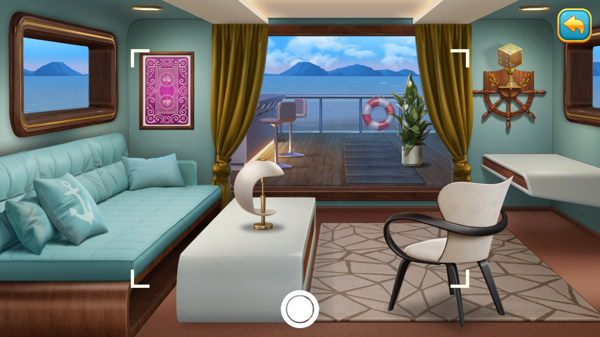 Solitaire Cruise (Android) screenshot: Check your cosy cabin