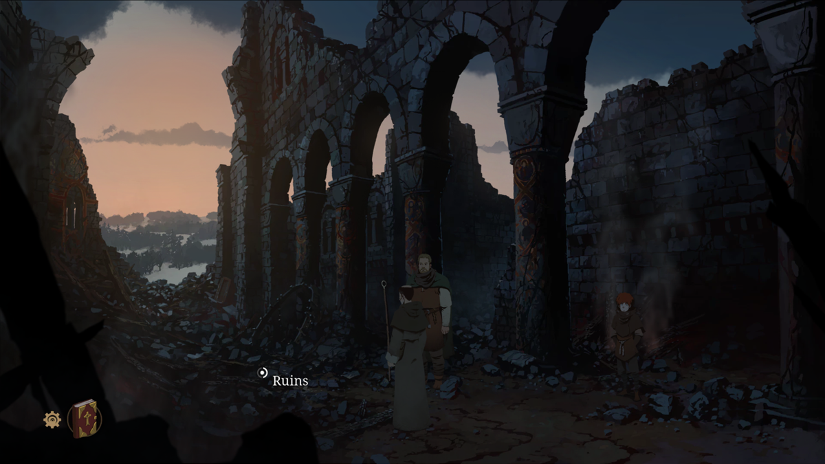 Ken Follett's The Pillars of the Earth (Windows) screenshot: The Kingsbridge cathedral in ruins