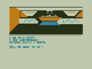 Graphic Pyramid (TRS-80 CoCo) screenshot: I Find a Sarcophagus