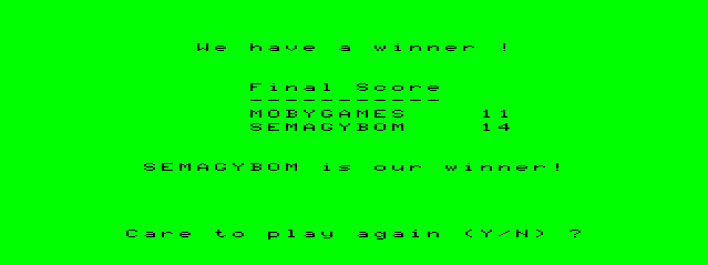 Concentrate! (TRS-80 CoCo) screenshot: Game Over