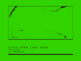 CINCPAC: The Battle of Midway (TRS-80 CoCo) screenshot: Menu for Dutch Harbour