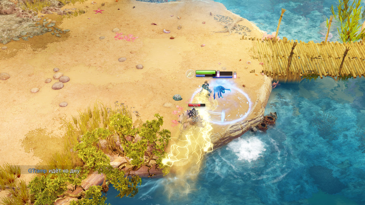 Nine Parchments (Windows) screenshot: Unlike similar games, you can jump and easily fall off cliffs or into water