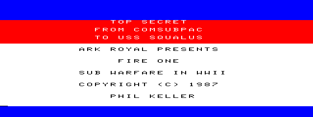 Fire One (TRS-80 CoCo) screenshot: Title Screen