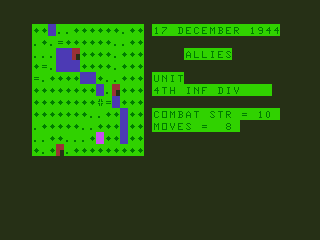 Battle of the Bulge (TRS-80 CoCo) screenshot: Moving Allied Forces