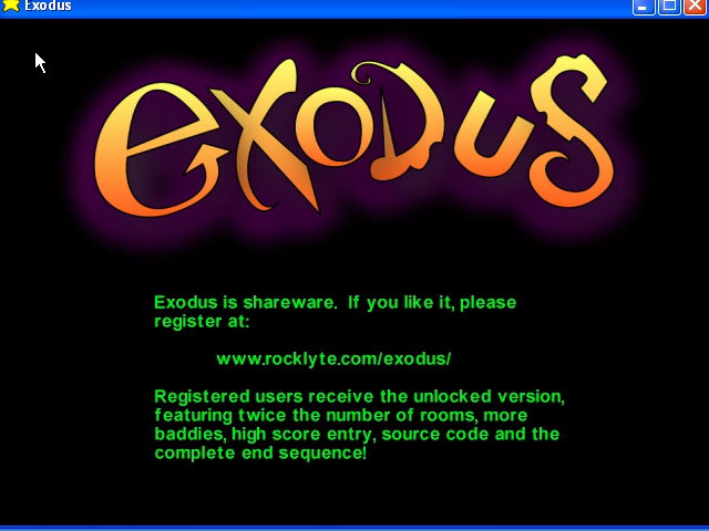 Exodus (Windows) screenshot: About the game